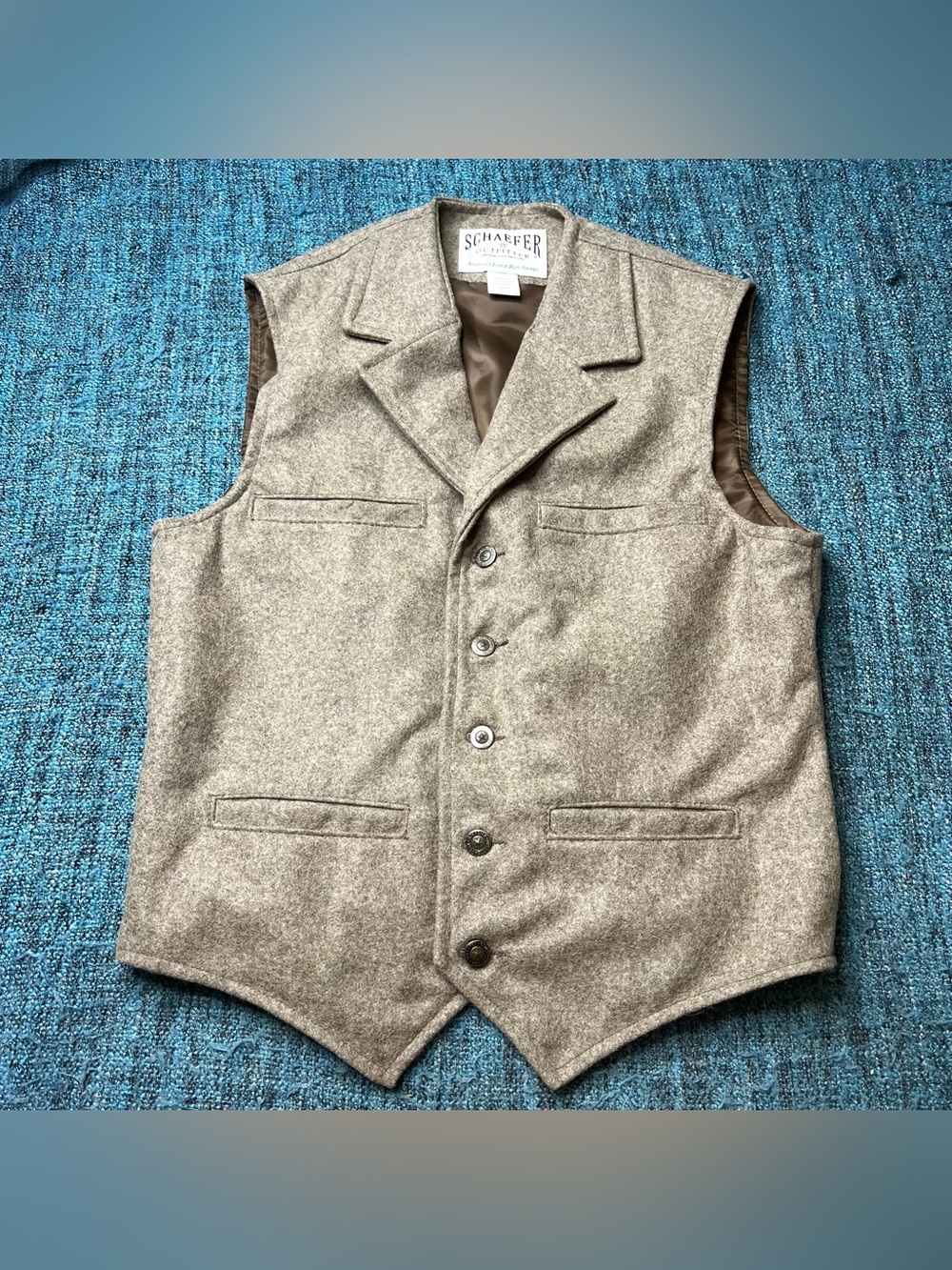 Shaefer Outfitter McCoy Wool Blend Western Vest Style 704 Tan Brown Mens Medium